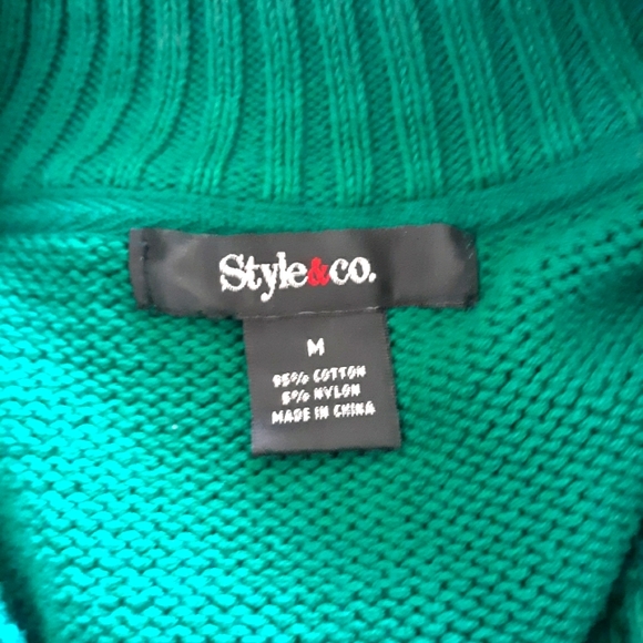 NEW STYLE AND CO WOMEN'S CARDIGAN SWEATER SIZE MEDIUM GREEN COTTON - Picture 5 of 5